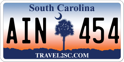 SC license plate AIN454