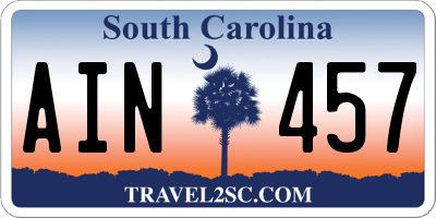 SC license plate AIN457