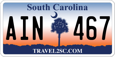SC license plate AIN467