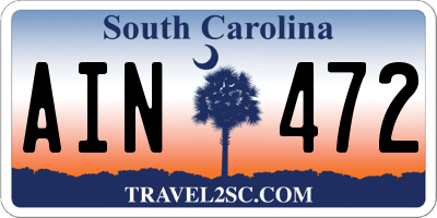 SC license plate AIN472