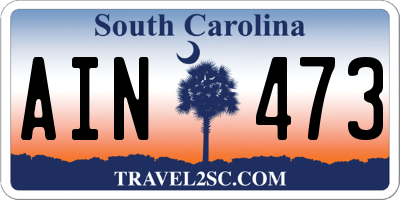 SC license plate AIN473