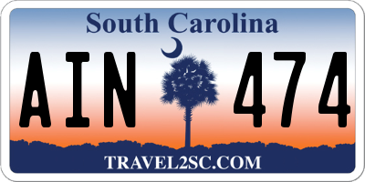 SC license plate AIN474