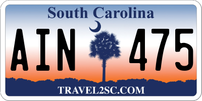 SC license plate AIN475