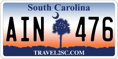SC license plate AIN476