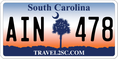 SC license plate AIN478