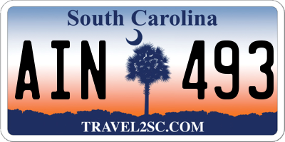 SC license plate AIN493