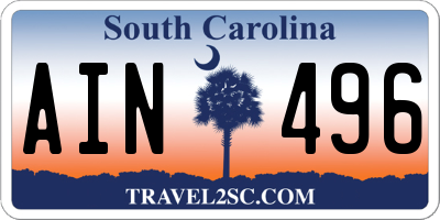 SC license plate AIN496