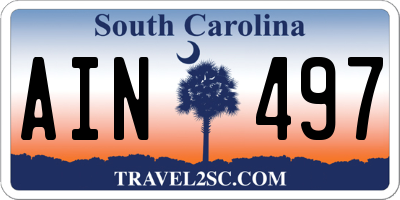 SC license plate AIN497