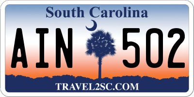 SC license plate AIN502