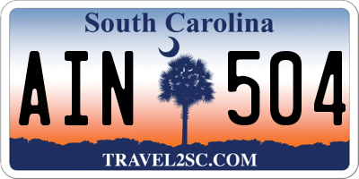 SC license plate AIN504