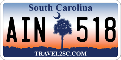 SC license plate AIN518