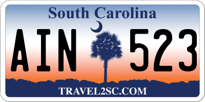 SC license plate AIN523