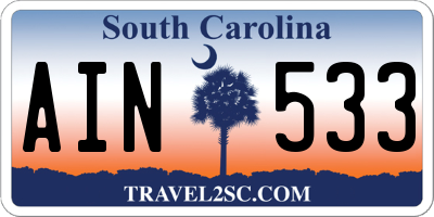 SC license plate AIN533