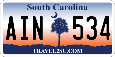 SC license plate AIN534