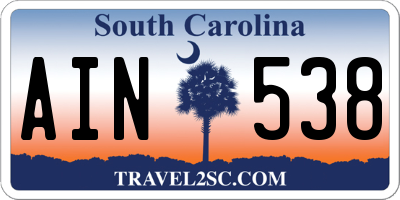 SC license plate AIN538