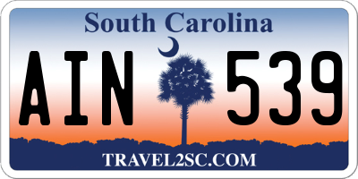 SC license plate AIN539