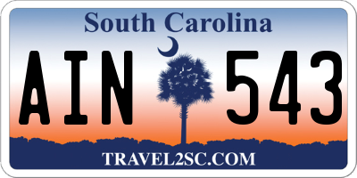 SC license plate AIN543