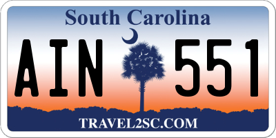 SC license plate AIN551