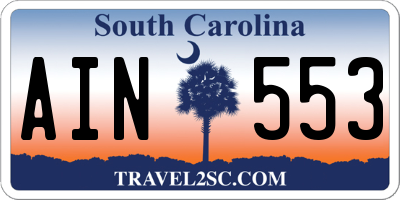 SC license plate AIN553