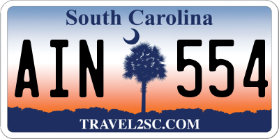 SC license plate AIN554