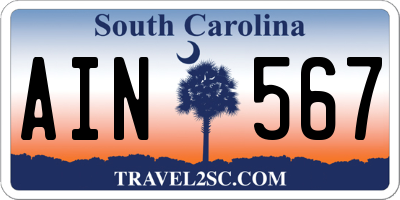 SC license plate AIN567
