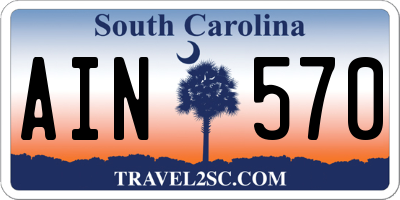 SC license plate AIN570