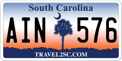 SC license plate AIN576