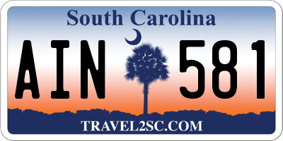 SC license plate AIN581
