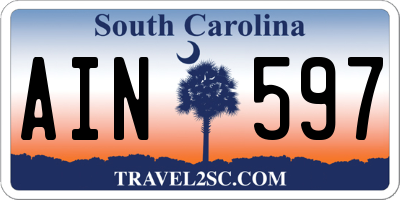 SC license plate AIN597