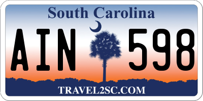 SC license plate AIN598