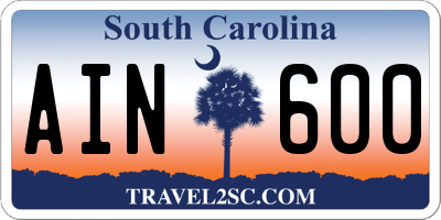 SC license plate AIN600