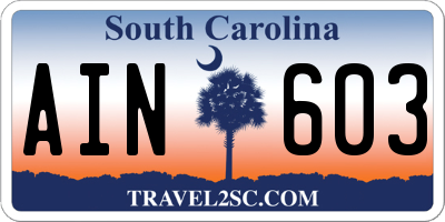 SC license plate AIN603