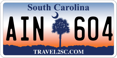 SC license plate AIN604
