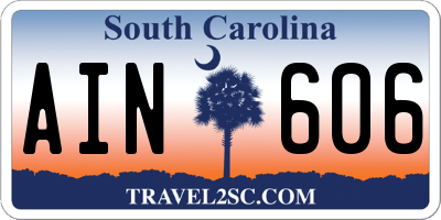 SC license plate AIN606