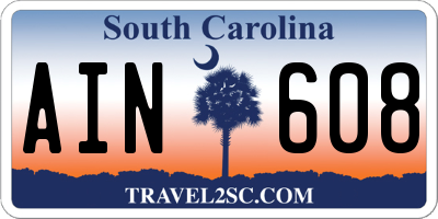 SC license plate AIN608