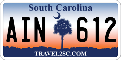 SC license plate AIN612