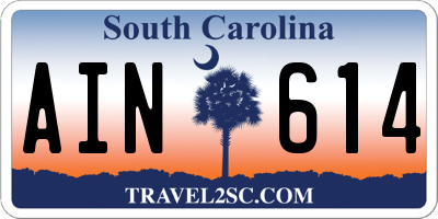 SC license plate AIN614