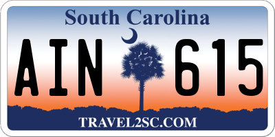 SC license plate AIN615