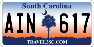 SC license plate AIN617