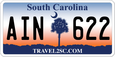 SC license plate AIN622
