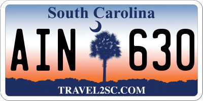 SC license plate AIN630