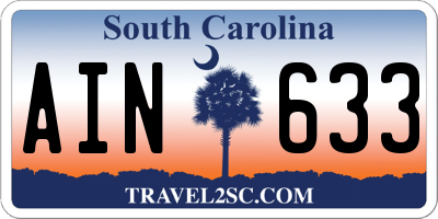 SC license plate AIN633