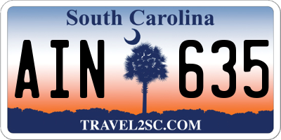 SC license plate AIN635
