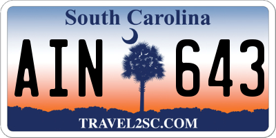 SC license plate AIN643