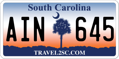 SC license plate AIN645