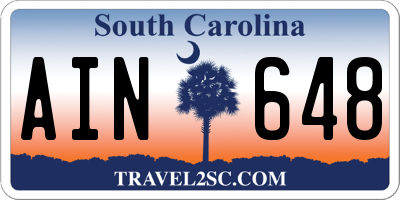 SC license plate AIN648