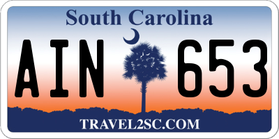 SC license plate AIN653