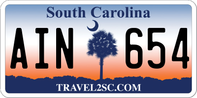 SC license plate AIN654