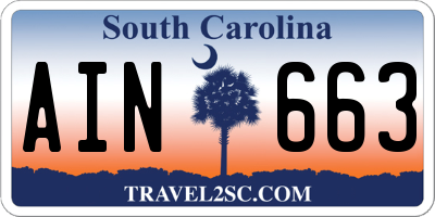 SC license plate AIN663