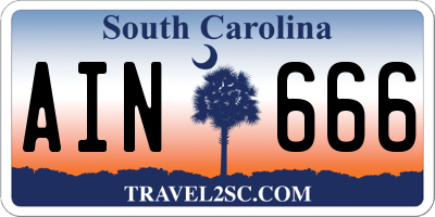 SC license plate AIN666